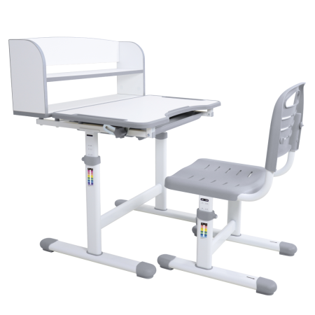 Birou şi scaun crescător, gri/alb, set ZION [2]