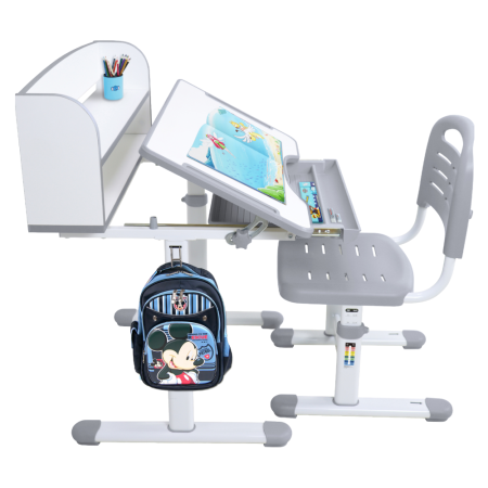 Birou şi scaun crescător, gri/alb, set ZION [26]