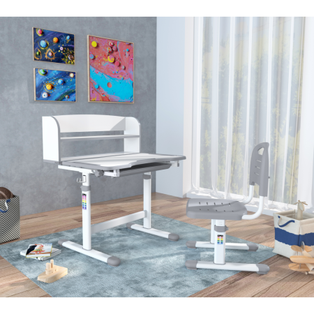 Birou şi scaun crescător, gri/alb, set ZION [30]