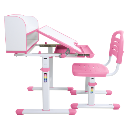 Birou şi scaun pentru creştere, roz/alb, set ZION [6]