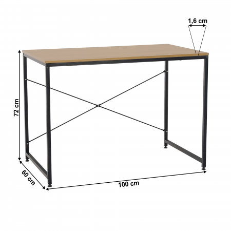 Birou, stejar / negru, 100x60 cm, MELLORA [5]