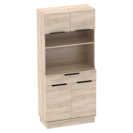 Dulap/Bufet bucatarie sau pentru diferite incaperi, multifunctional, cu patru uşi si sertar, stejar sonoma, 80 cm lungime x 40 cm adancime x177,1 cm inaltime , spatii depozitare, practic si modern [6]