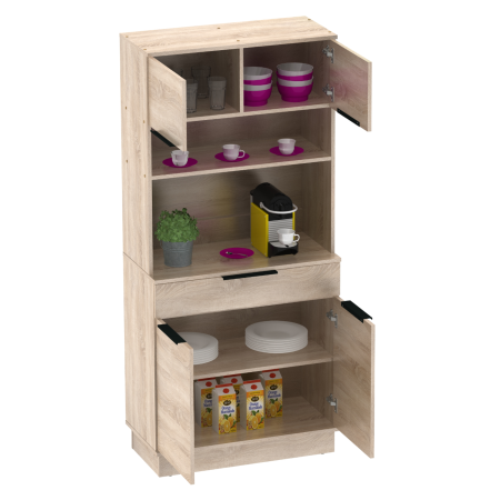 Dulap/Bufet bucatarie sau pentru diferite incaperi, multifunctional, cu patru uşi si sertar, stejar sonoma, 80 cm lungime x 40 cm adancime x177,1 cm inaltime , spatii depozitare, practic si modern [8]