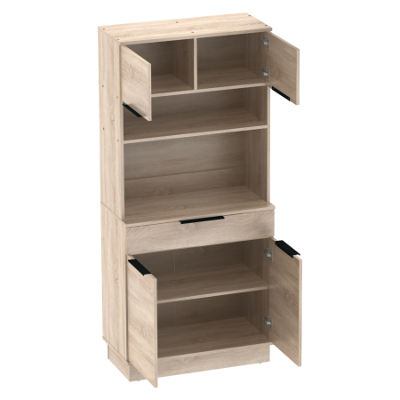Dulap/Bufet bucatarie sau pentru diferite incaperi, multifunctional, cu patru uşi si sertar, stejar sonoma, 80 cm lungime x 40 cm adancime x177,1 cm inaltime , spatii depozitare, practic si modern [7]