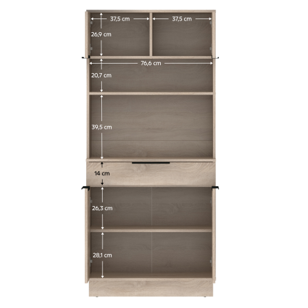 Dulap/Bufet bucatarie sau pentru diferite incaperi, multifunctional, cu patru uşi si sertar, stejar sonoma, 80 cm lungime x 40 cm adancime x177,1 cm inaltime , spatii depozitare, practic si modern [10]