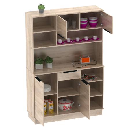 Dulap/Bufet bucatarie sau pentru diferite incaperi, multifunctional, cu patru uşi si sertar, stejar sonoma, 120 cm lungime x 40 cm adancime x177,1 cm inaltime , spatii depozitare, practic si modern, [10]