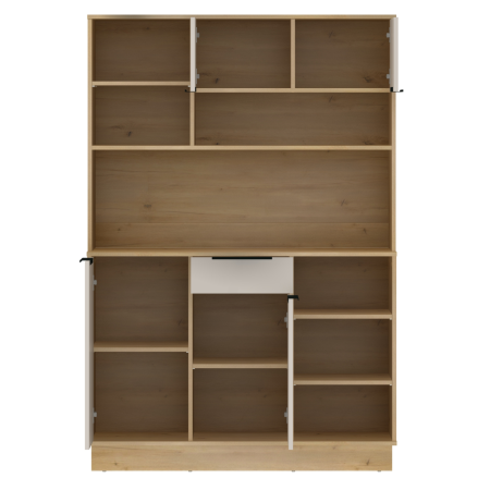 Dulap/Bufet bucatarie sau pentru diferite incaperi, multifunctional, cu patru uşi si sertar, stejar sonoma/alb, 120 cm lungime x 40 cm adancime x177,1 cm inaltime , spatii depozitare, practic si moder [4]