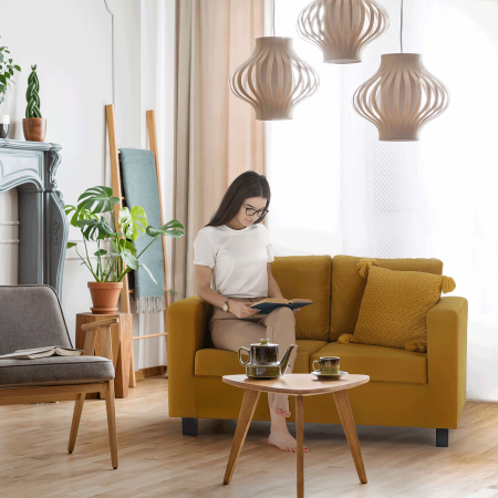 Canapea complet tapiţată, 3 locuri, ţesătură muştar, LUANA [16]