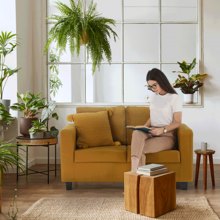 Canapea complet tapiţată, 3 locuri, ţesătură muştar, LUANA [17]