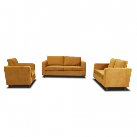 Canapea complet tapiţată, 3 locuri, ţesătură muştar, LUANA [18]
