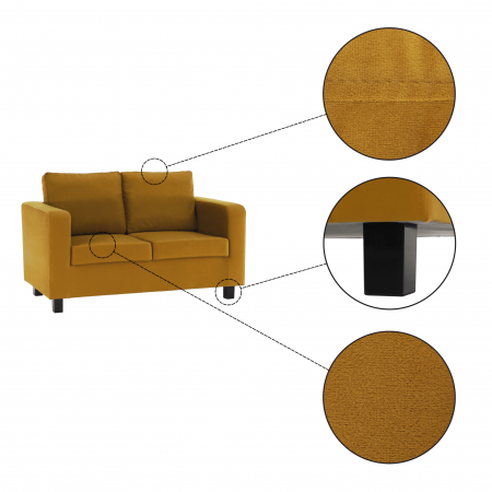 Canapea complet tapiţată, ţesătură muştar, LUANA [14]