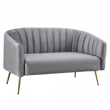 Canapele - Canapea de design cu 2 locuri, ţesătură Velvet gri/gold crom-auriu, BAGY