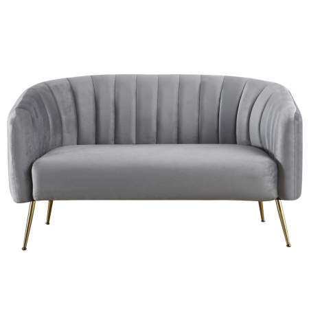 Canapea de design cu 2 locuri, ţesătură Velvet gri/gold crom-auriu, BAGY [1]
