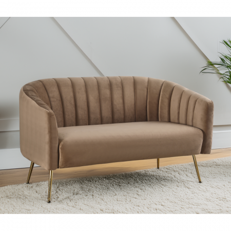 Canapea de design cu 2 locuri, ţesătură Velvet maro/gold crom-auriu, BAGY [3]