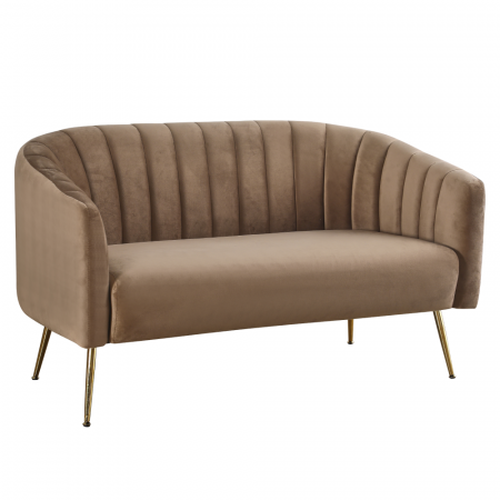 Canapele - Canapea de design cu 2 locuri, ţesătură Velvet maro/gold crom-auriu, BAGY