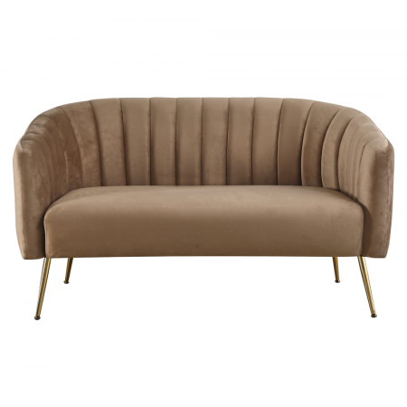 Canapea de design cu 2 locuri, ţesătură Velvet maro/gold crom-auriu, BAGY [1]