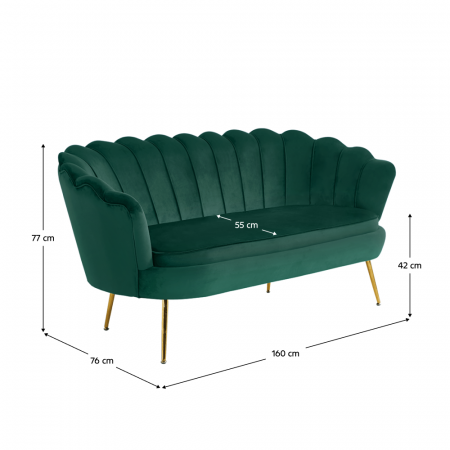 Canapea de lux, 2,5 locuri, smarald / auriu, Art-deco, NOBLIN [1]