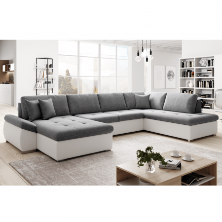 Canapea extensibilă, alb/gri, dreapta, MATAR U [2]