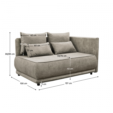 Canapea extensibilă, bej gri Taupe, pe dreapta, LIAMI [5]