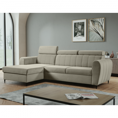 Canapea extensibilă, bej, stânga, KORIO [3]