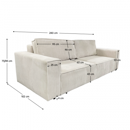 Canapea extensibilă, crem, HARPERA BIG SOFA [2]