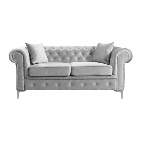 Canapele - Canapea extensibilă de lux 2 locuri, stofă gri deschis Velvet, ROMANO