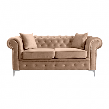 Canapele - Canapea extensibilă de lux 2 locuri, stofă maro deschis Velvet, ROMANO