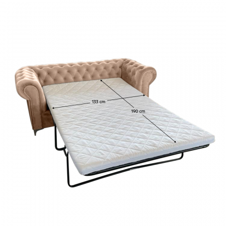 Canapea extensibilă de lux 3 locuri, stofă maro deschis Velvet, ROMANO [3]