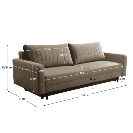 Canapea extensibilă, gri-bej Taupe, PALEM [7]
