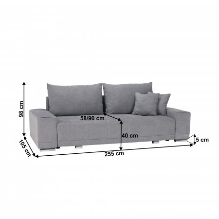 Canapea extensibilă, gri deschis, KEVAN BIG SOFA [19]