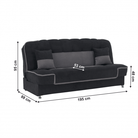 Canapea extensibilă, gri închis/gri deschis, PERSI [13]