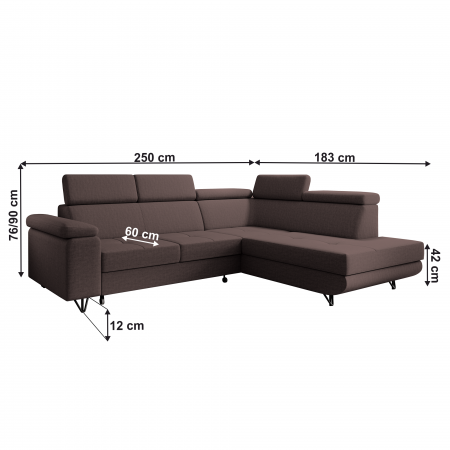 Canapea extensibilă, maro, dreapta, JOGI ROH [2]