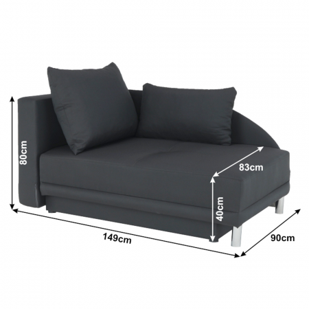 Canapea extensibilă, material textil gri-negru, stânga, LAUREL [19]