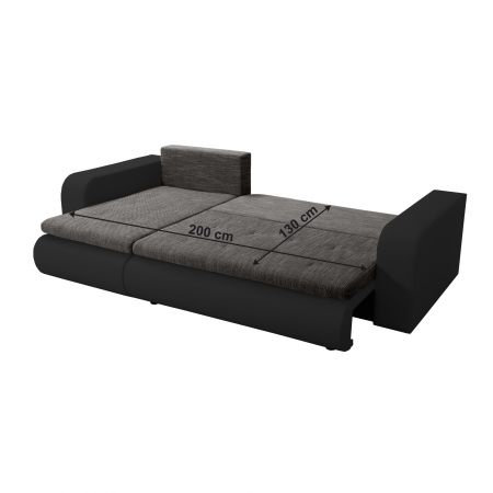 Canapea extensibilă, negru/gri, dreapta, BURAN ROH [3]