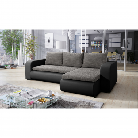 Canapea extensibilă, negru/gri, dreapta, BURAN ROH [4]