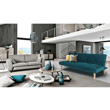 Canapea extensibilă, smarald/stejar, ALIDA [16]