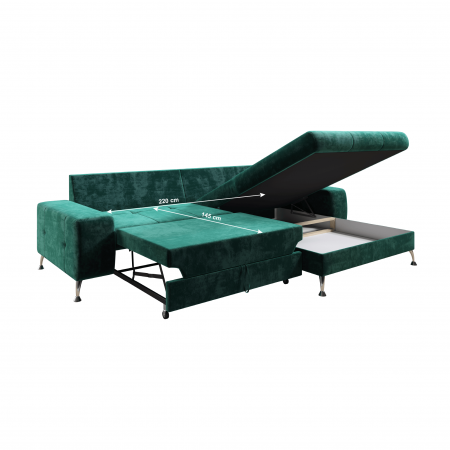 Canapea extensibilă VASAT ROH, dreapta, culoare smarald [5]