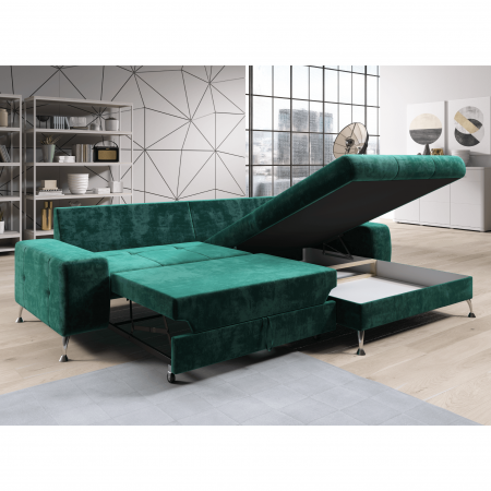 Canapea extensibilă VASAT ROH, dreapta, culoare smarald [4]