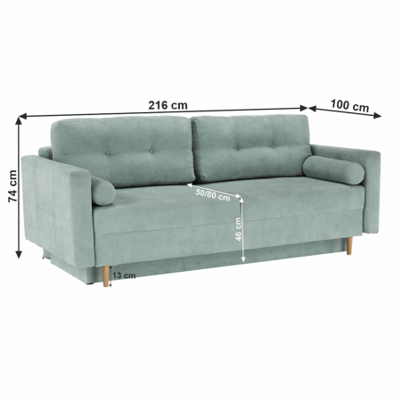 Canapea extensibilă, verde mentă textil Queens, AURELIA [23]