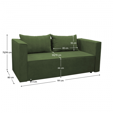 Canapea extensibilă, verde, PEGY P [5]