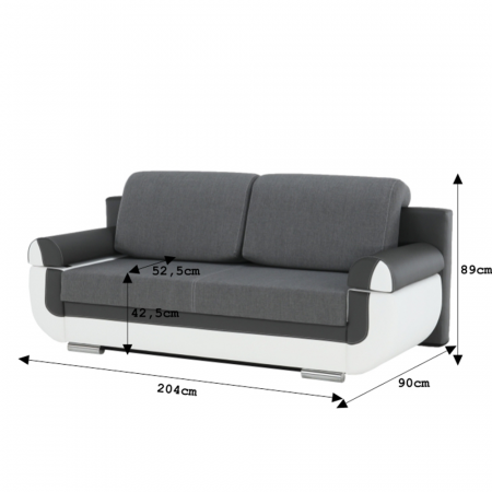 Canapea, piele ecologică alba+gri/material textil gri, KARDYN [5]