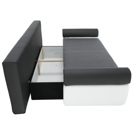 Canapea, piele ecologică alba+gri/material textil gri, KARDYN [7]