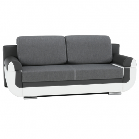 Canapele - Canapea, piele ecologică alba+gri/material textil gri, KARDYN