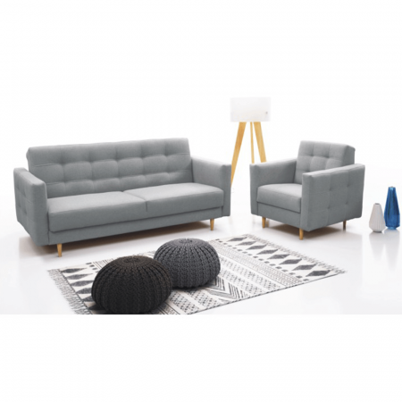 Canapea tapiţat 3 locuri, material textil gri, AMEDIA [3]