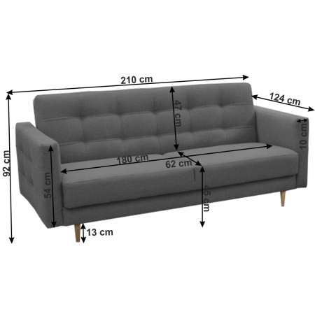 Canapea tapiţată 3+1+1, material textil gri închis, AMEDIA [2]