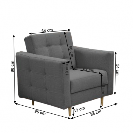 Canapea tapiţată 3+1+1, material textil gri închis, AMEDIA [1]