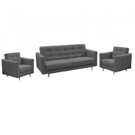 Canapele - Canapea tapiţată 3+1+1, material textil gri închis, AMEDIA