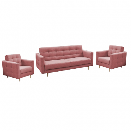 Canapele - Canapea tapiţată 3+1+1, material textil roz învechit, AMEDIA