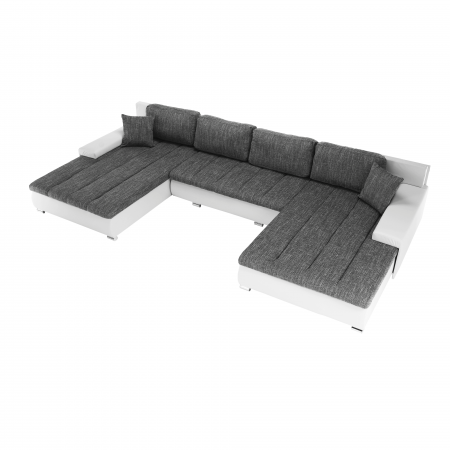 Canapea universală, piele ecologică albă / ţesătură gri, TONIKS U UNI [13]