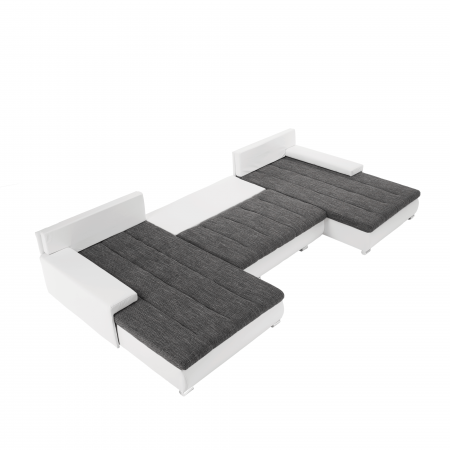 Canapea universală, piele ecologică albă / ţesătură gri, TONIKS U UNI [12]